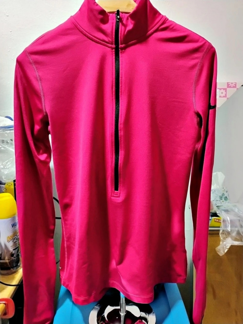 Nike Pro Dri-FIT 1/2-Zip Athletic Top Pink Size Large (Slim Fit)